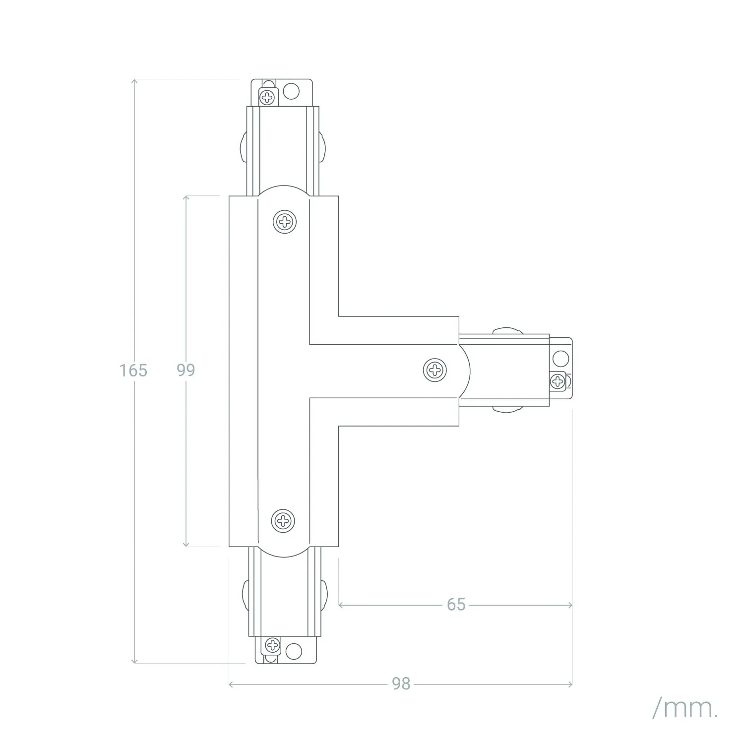 Verbinder links Typ T fürDreiphasenschienen