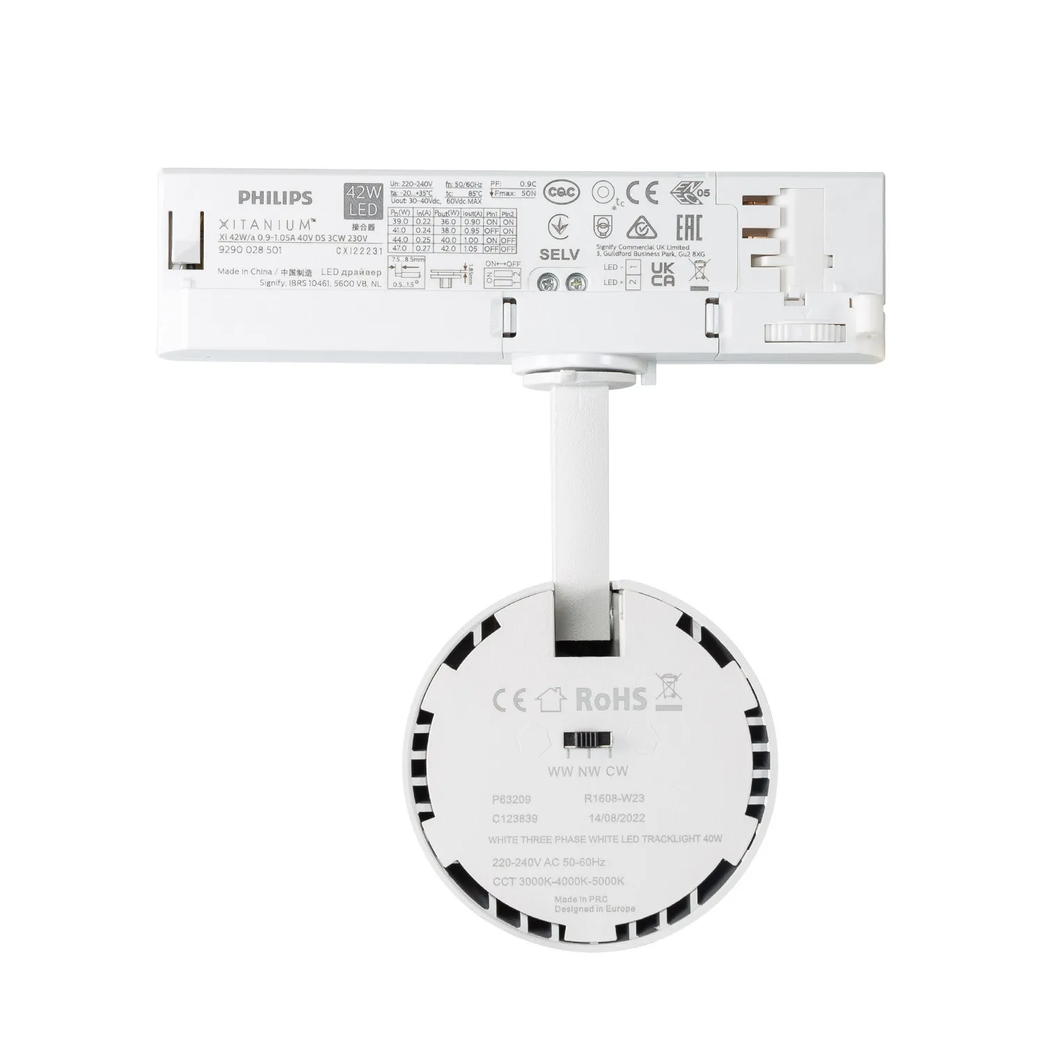 3-PH Schienen-Strahler VARIO 40W CRI 90, CCT LIFUD