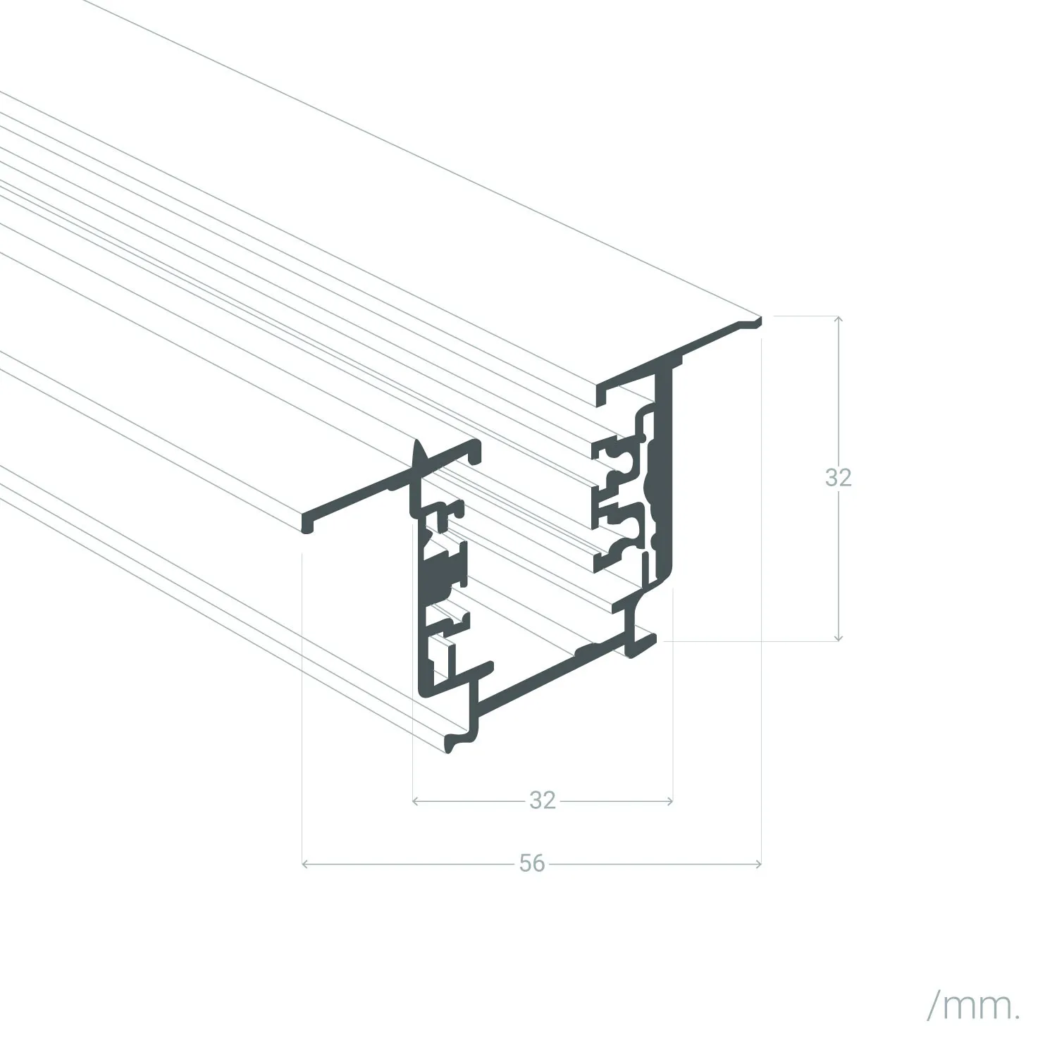 3-Phasenstromschiene Einbau für LED- Strahler 1 Meter