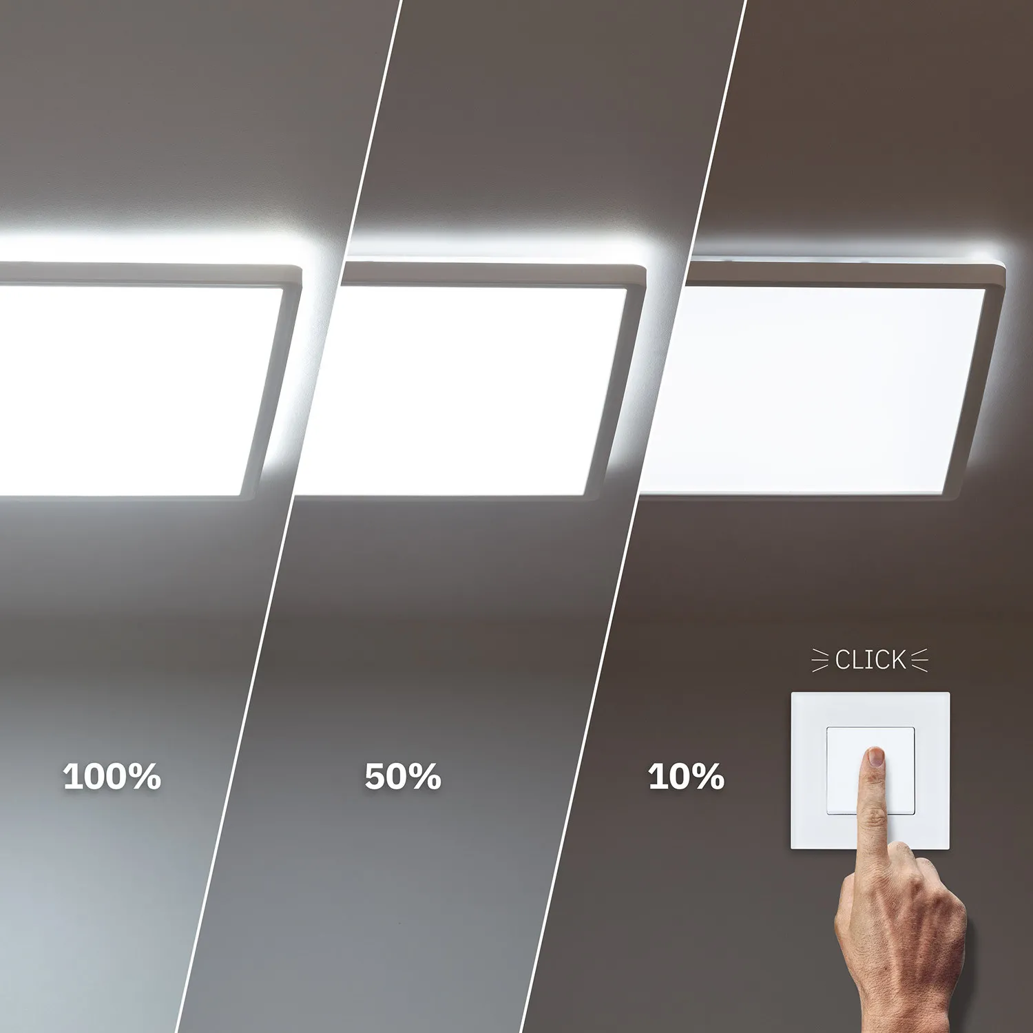 LED-Deckenleuchte 24W Eckig Dimmbar 420x420 mm Doppelseitig SwitchDimm3