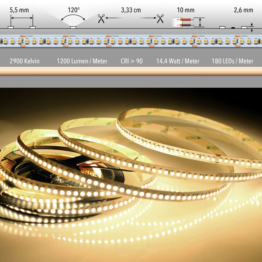 LED-Streifen 5m 14W Warmweiß 180 LEDsm IP63