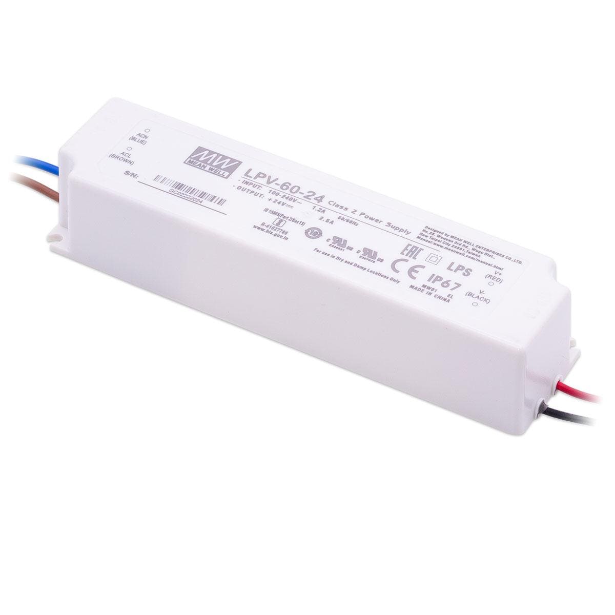 Alimentation LED Mean Well LPV-60-24 60W 24V 2.5A IP67-3