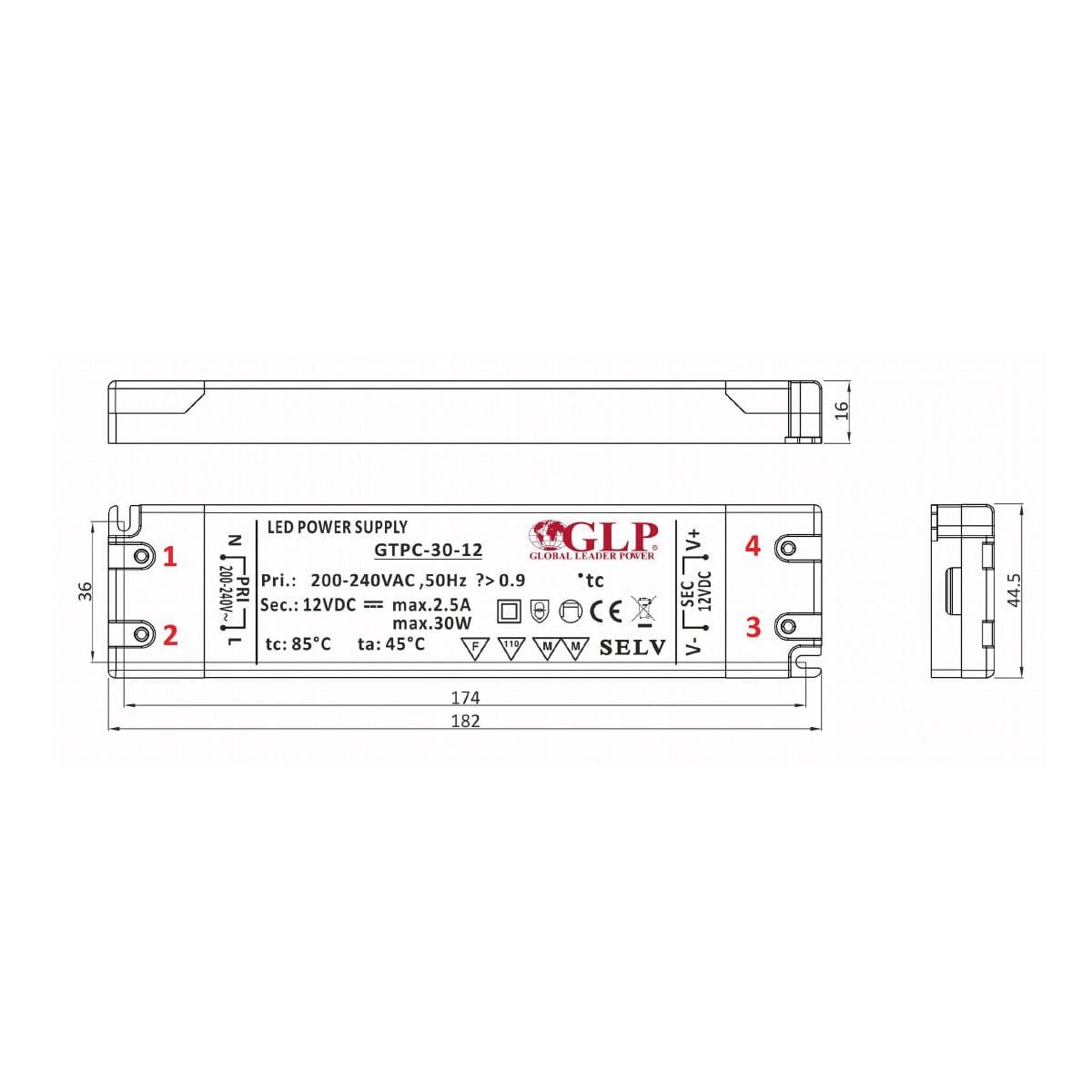 GLPGTPC-30-12-SLEDNetzteilextremflachfrMbeleinbau30W12V25AIP20SchaltnetzteilCV-20114_1920x1920