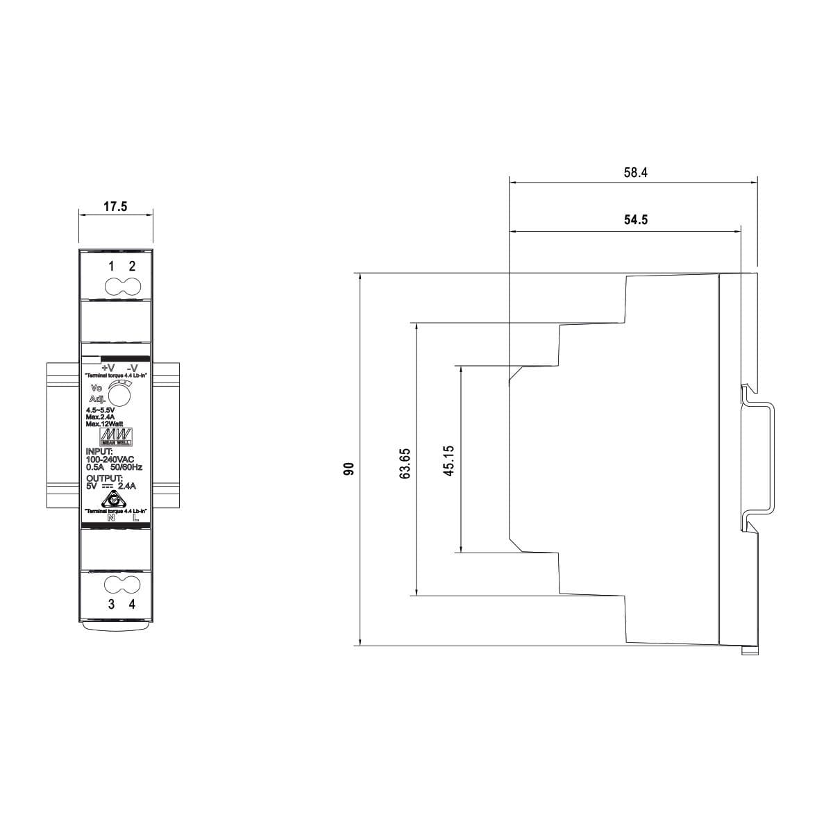 MeanWellHDR-15-12LEDHutschienenNetzteil15W12V125ADINRailCV-20168_1920x1920