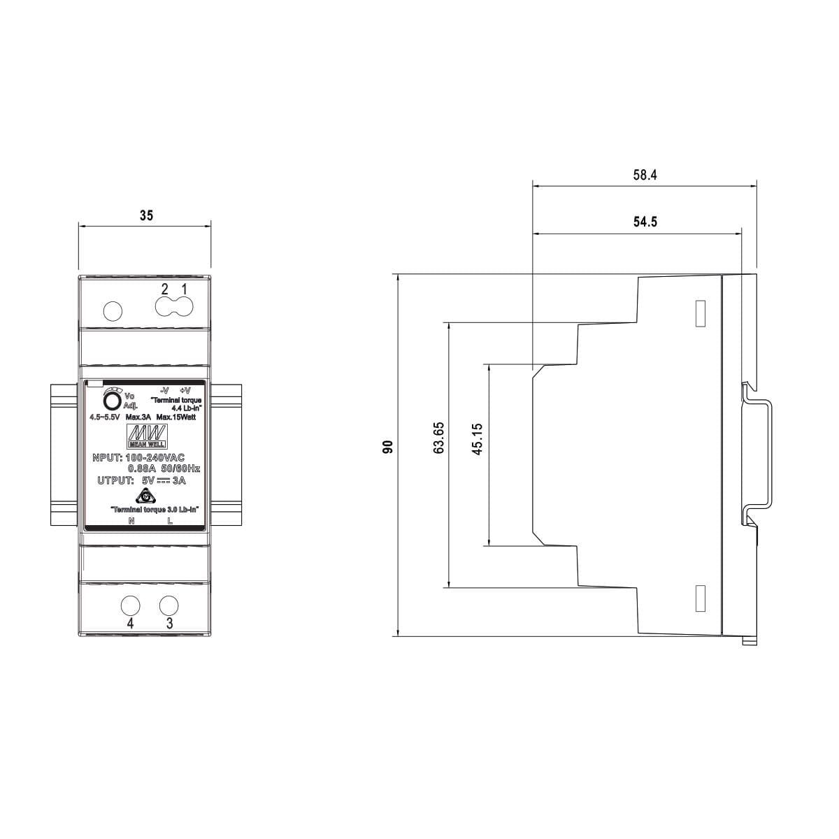 MeanWellHDR-30-24LEDHutschienenNetzteil213