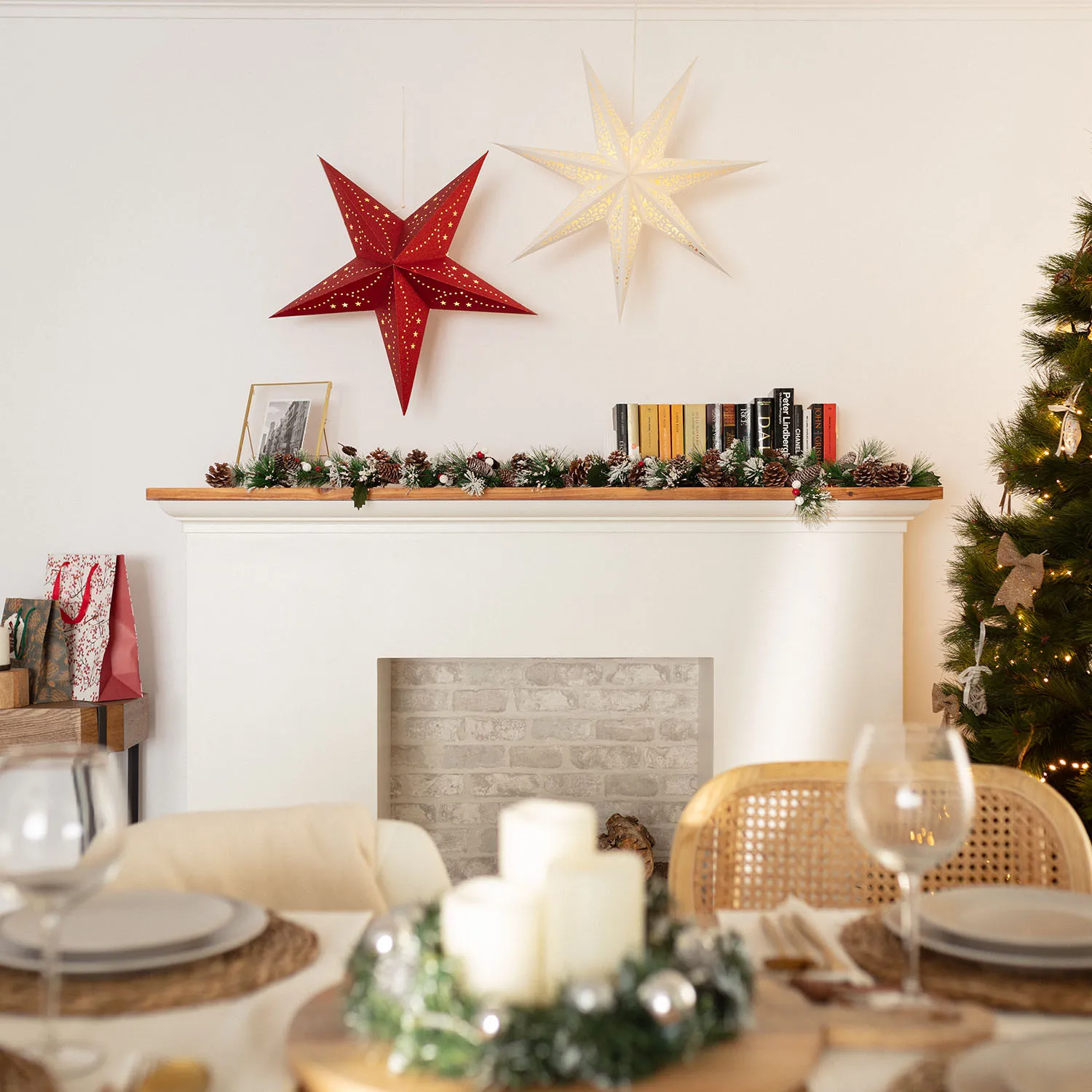 etoile-led-carton-parilti-a-piles rouge 4