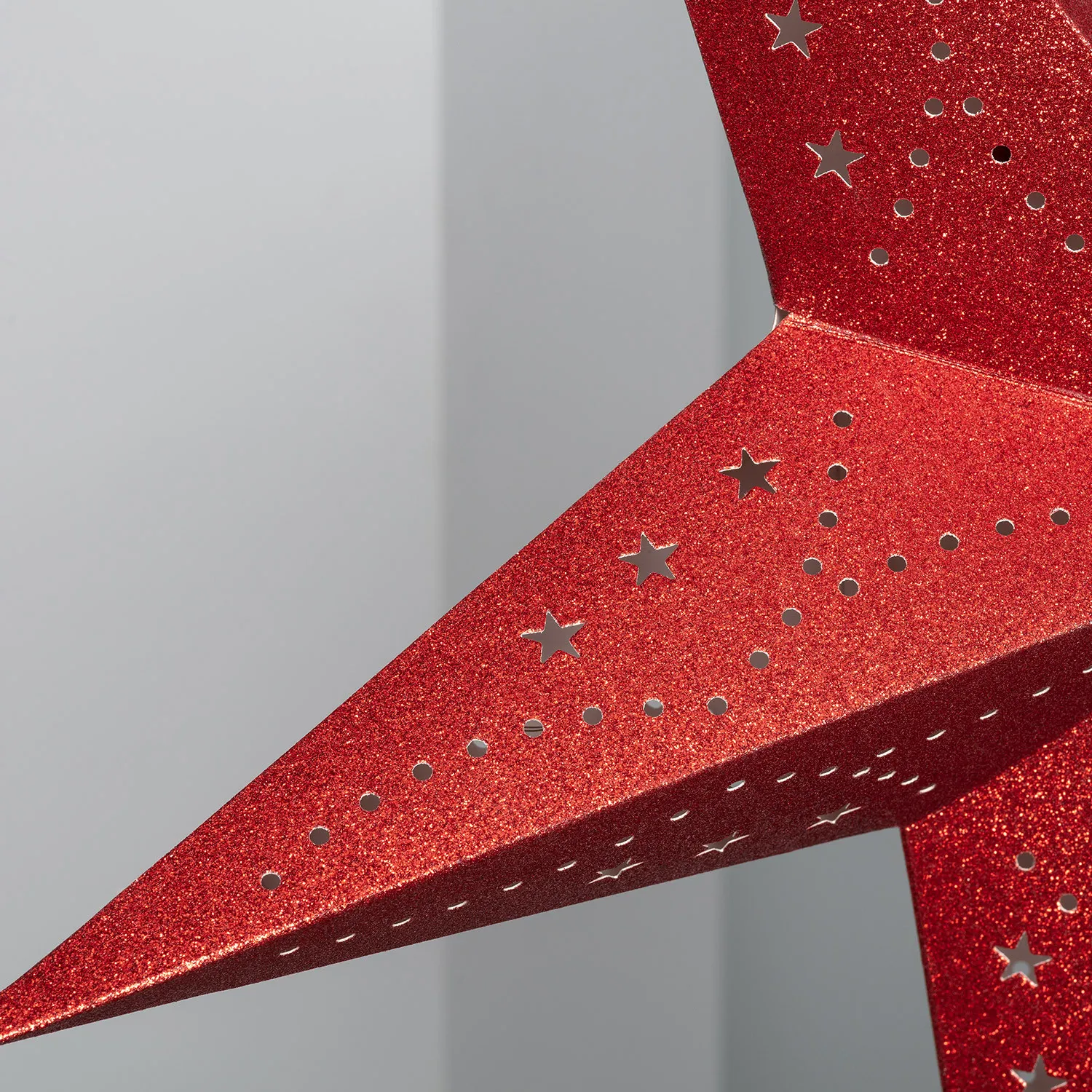 etoile-led-carton-parilti-a-piles rouge 9