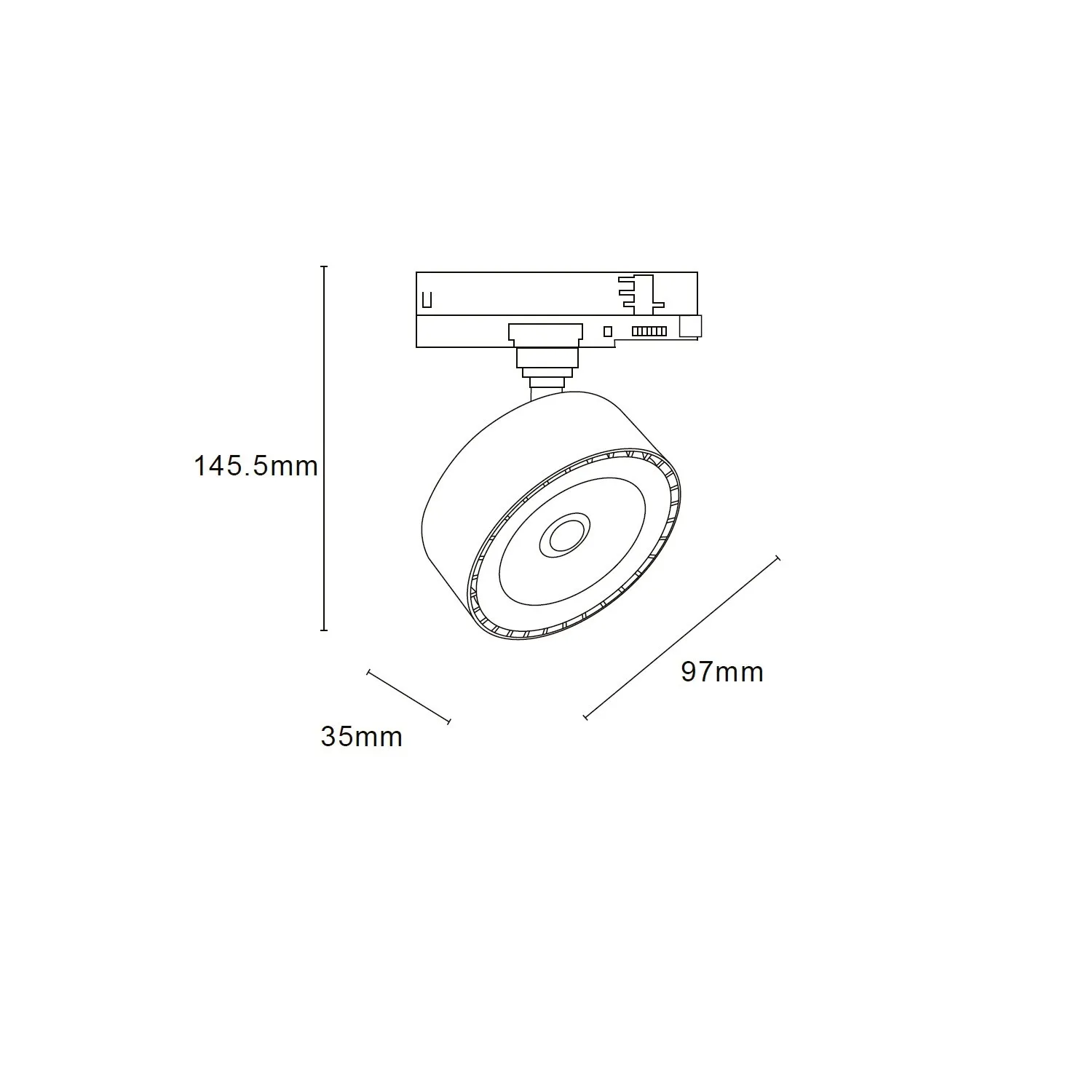 Spot sur rail 3-PH SINOL 20W CRI90 CCT sélectionnable noir6