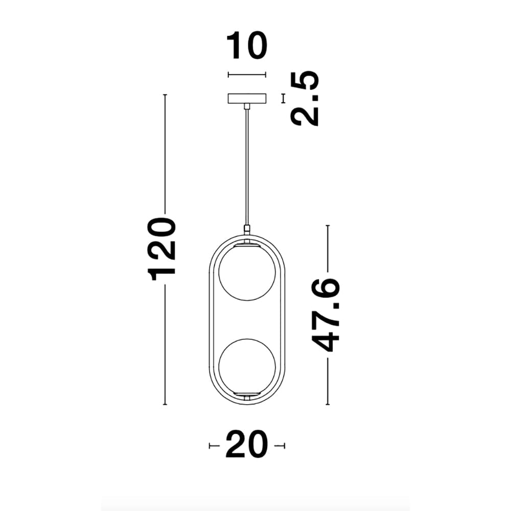 Nova Luce Obitar Glas-Hängelampe 2-flammig Metall Gold