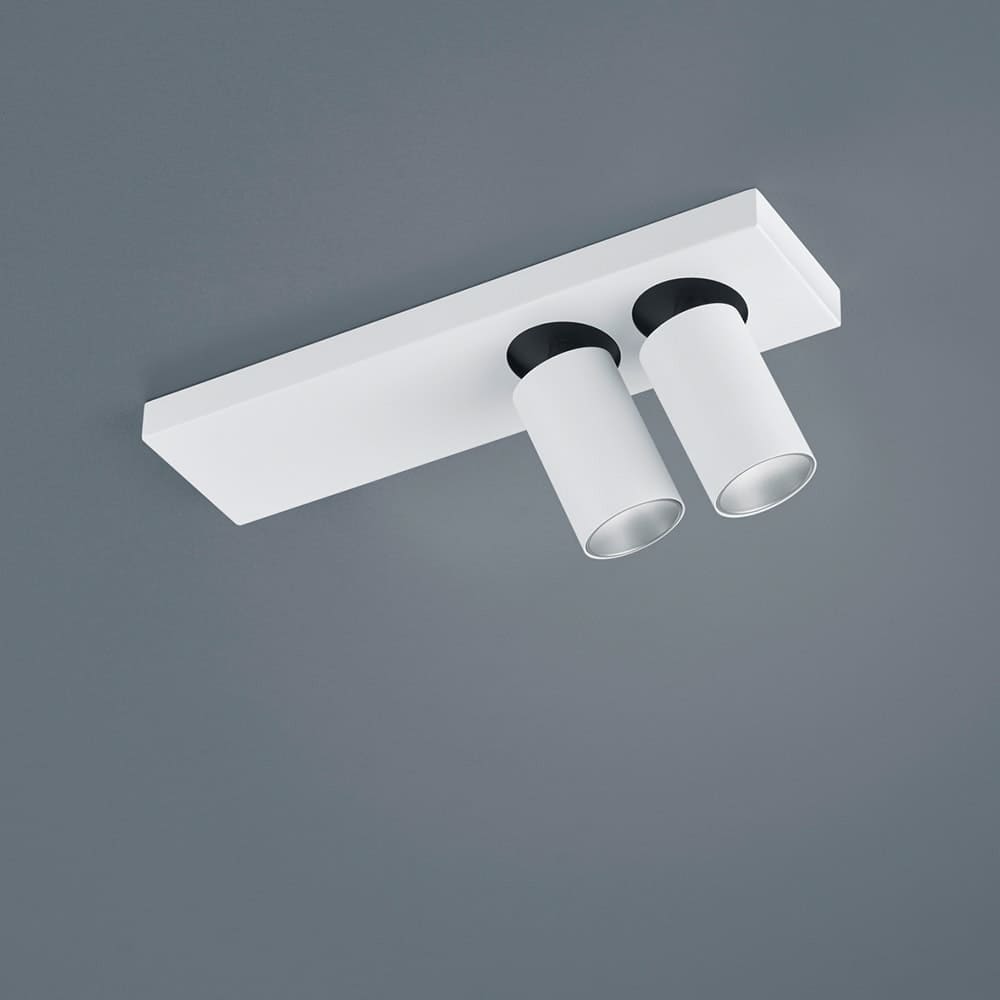 Helestra NUT LED-Deckenstrahler, 2-flammig mattweiß mit wechselbaren Reflektoren