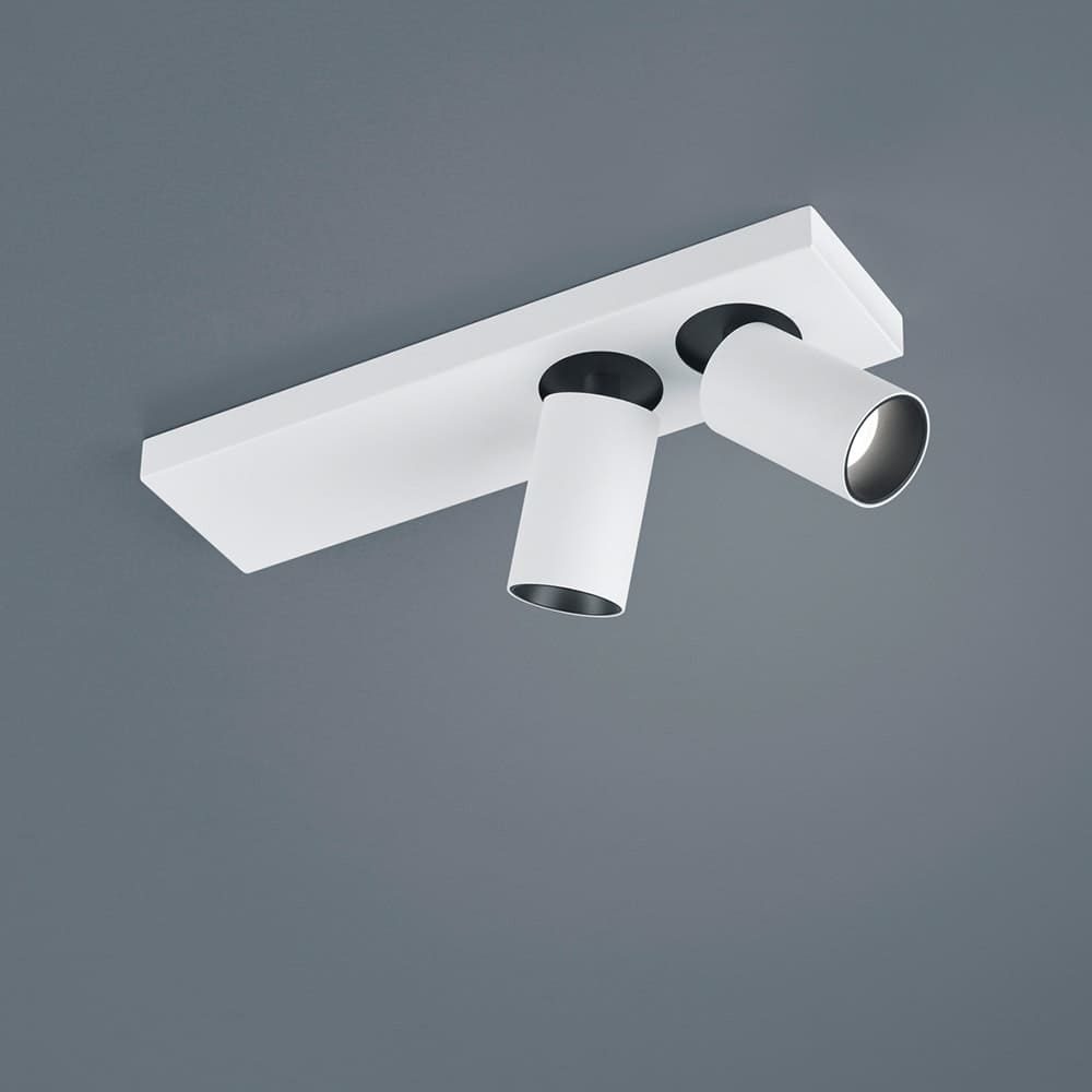 Helestra NUT LED-Deckenstrahler, 2-flammig, mattweiß mit wechselbaren Reflektoren