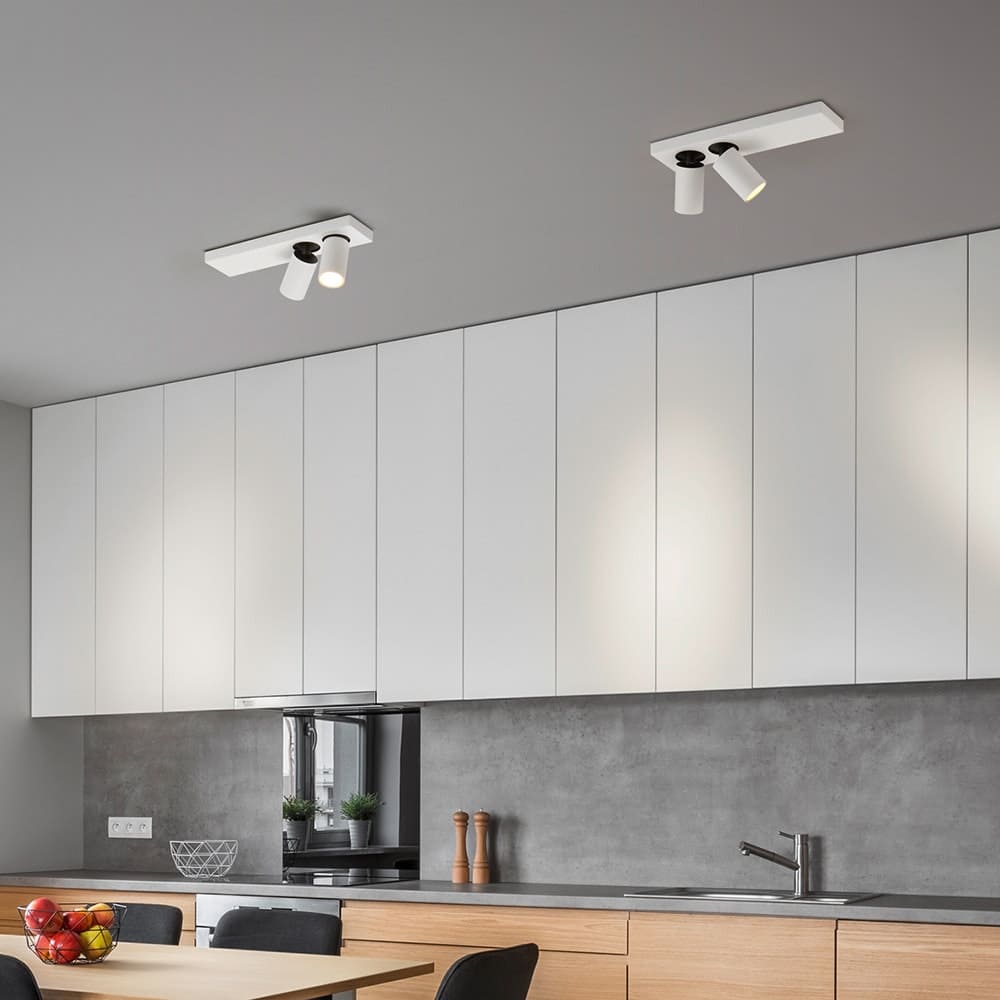 Helestra NUT LED-Deckenstrahler 2-flammig mattweiß mit wechselbaren Reflektoren