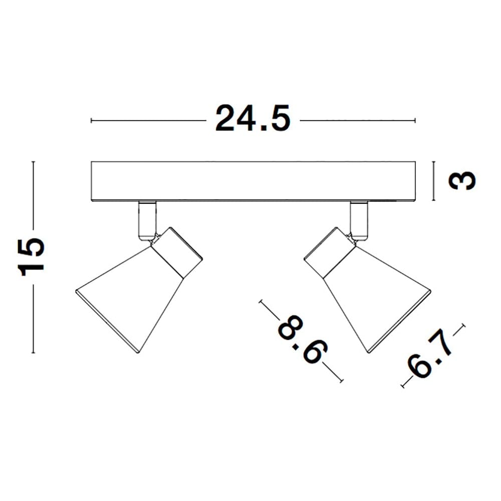 Nova Luce Dublin LED Balkenstrahler 2flammig schwarz schema
