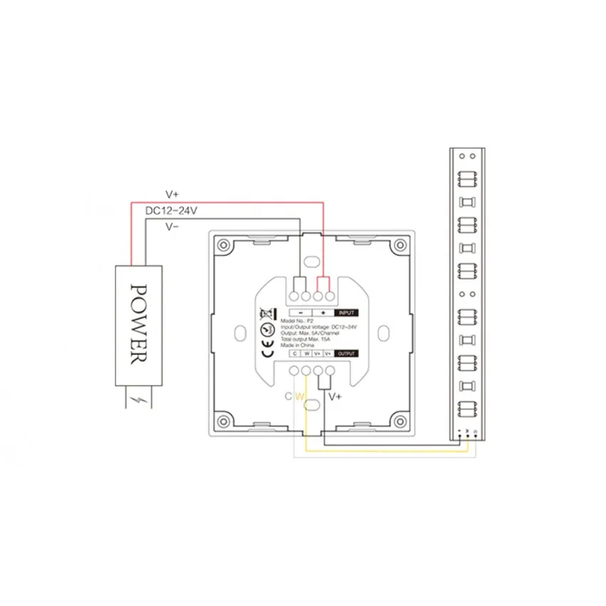 Contrôleur Variateur Mural Tactile LED CCT 12 24 V DC RF MiBoxer IP20