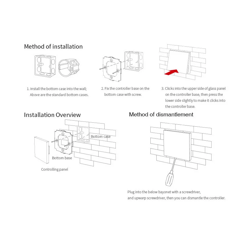 Contrôleur Variateur Mural Tactile LED CCT 12 24 V DC RF MiBoxer IP20