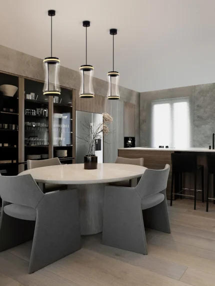 Suspension LED Nova Luce Anapnoe noire design avec éclairage blanc chaud et variateur à capteur – Vistalux