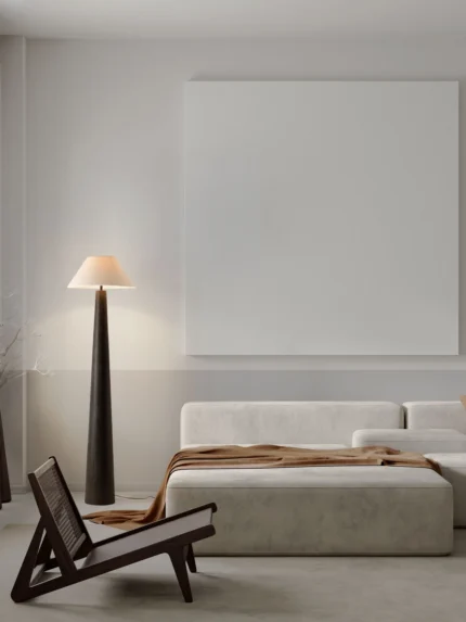 Nova Luce Moku Stehleuchte 160 cm Bouclé Weiss Dunkelbraun