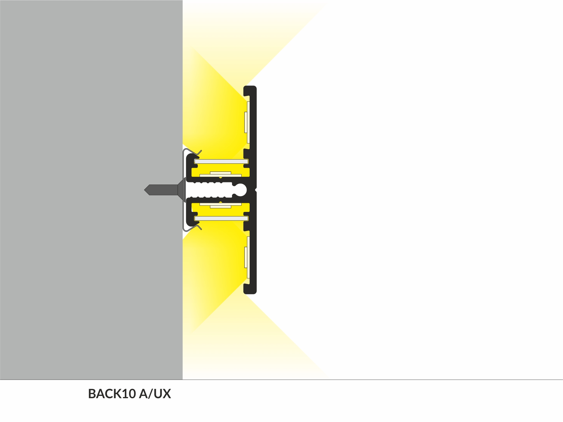 LED Profil Wandmontage BACK10 A/UX 2m Alu-eloxiert schwarz