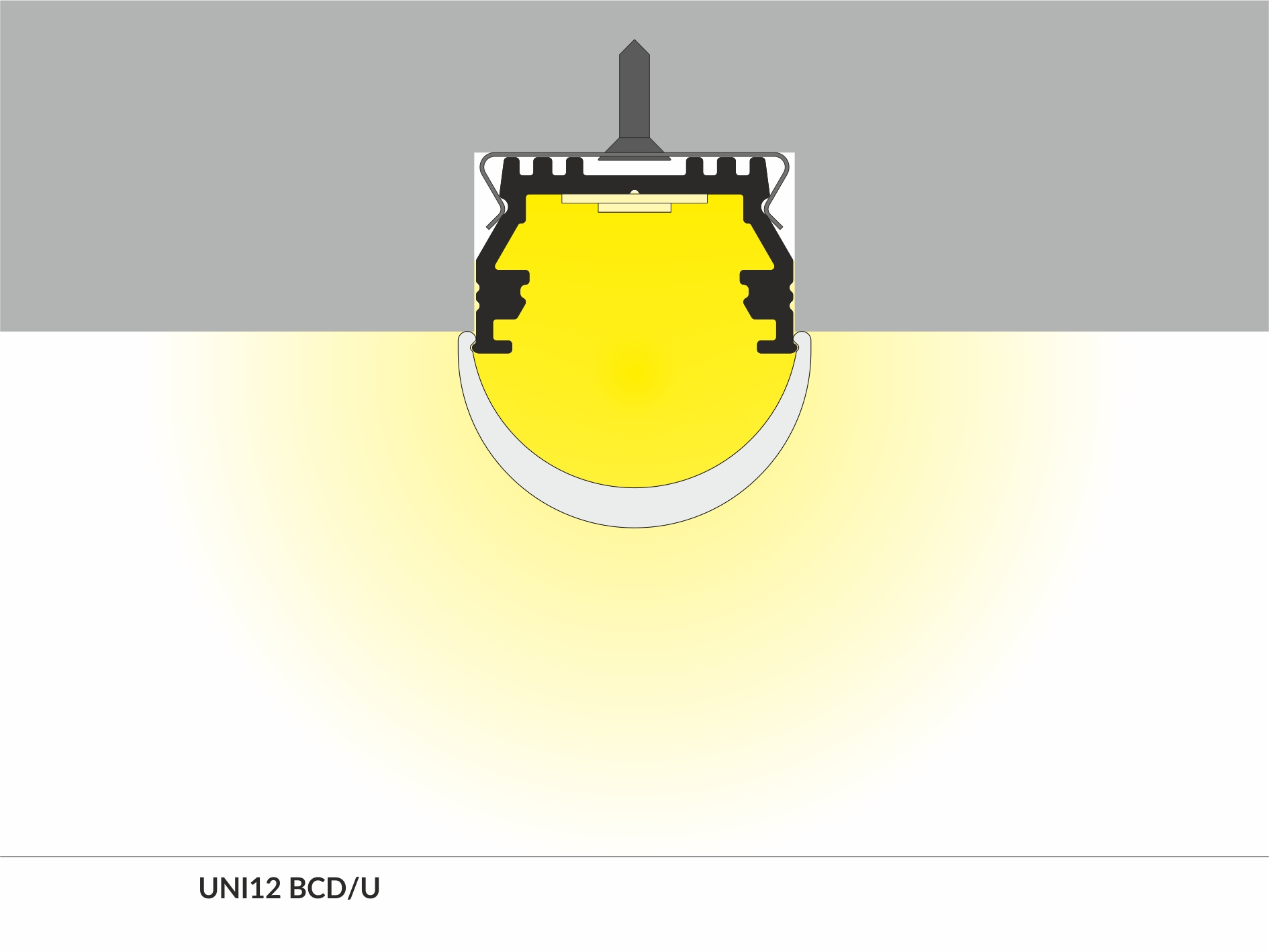 LED Alu Aufbauprofil UNI12 BCD/U 1m Alu -eloxiert weiß