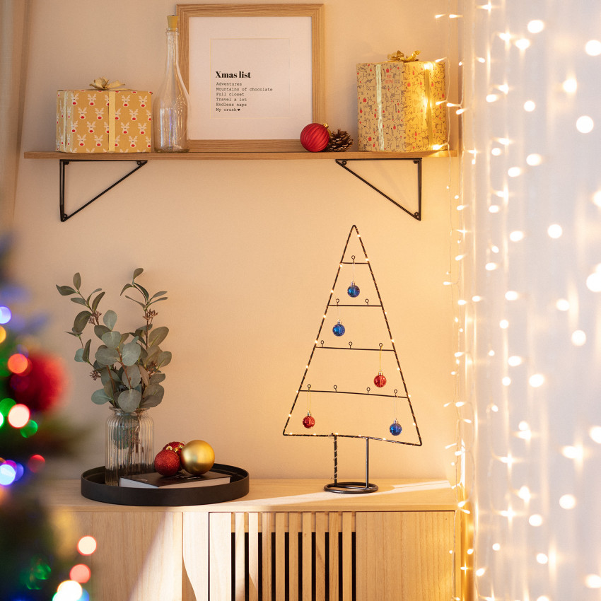 LED-Weihnachtsbaum aus Aluminium mit Batterie schwarz