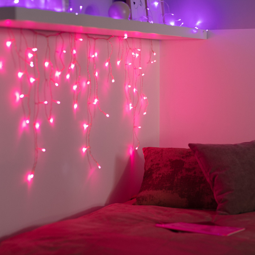 LED-Girlandenvorhang mit Batterie 2m rose