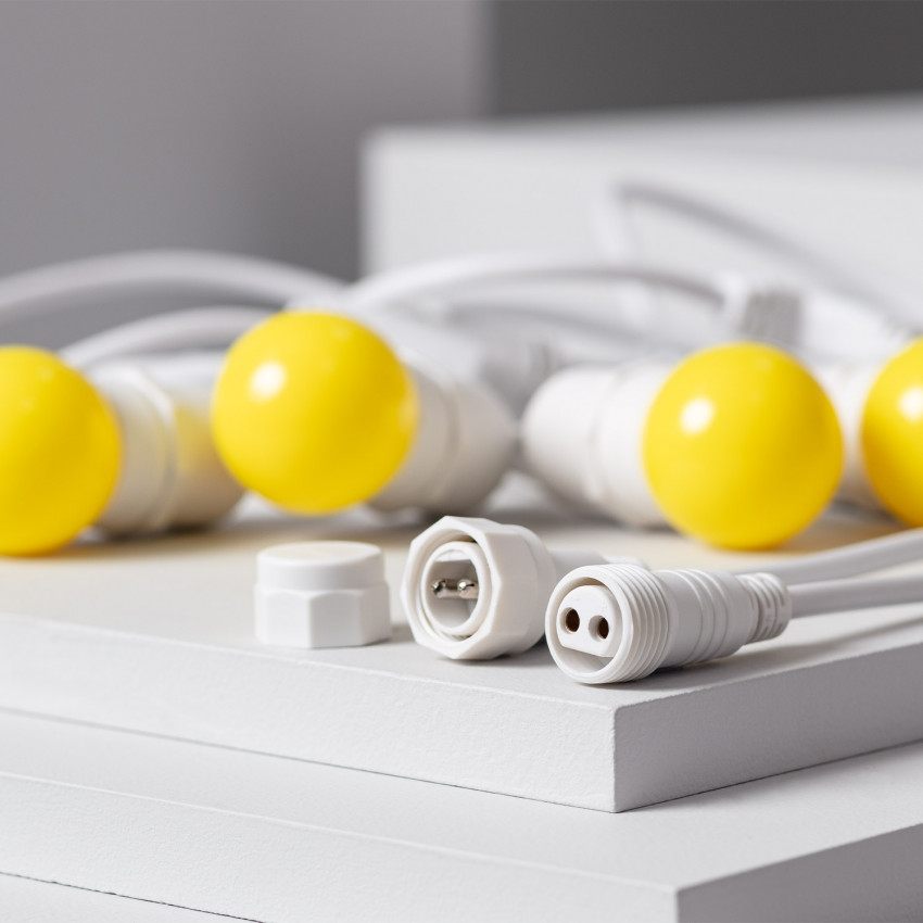 Set Girlande Waterproof 5.5m Weiss+ 8 LED-Lampen E27 G45 3W Gelb