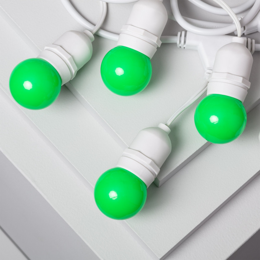 Set Girlande Waterproof 5.5m Weiss+ 8 LED-Lampen E27 G45 3W Grün