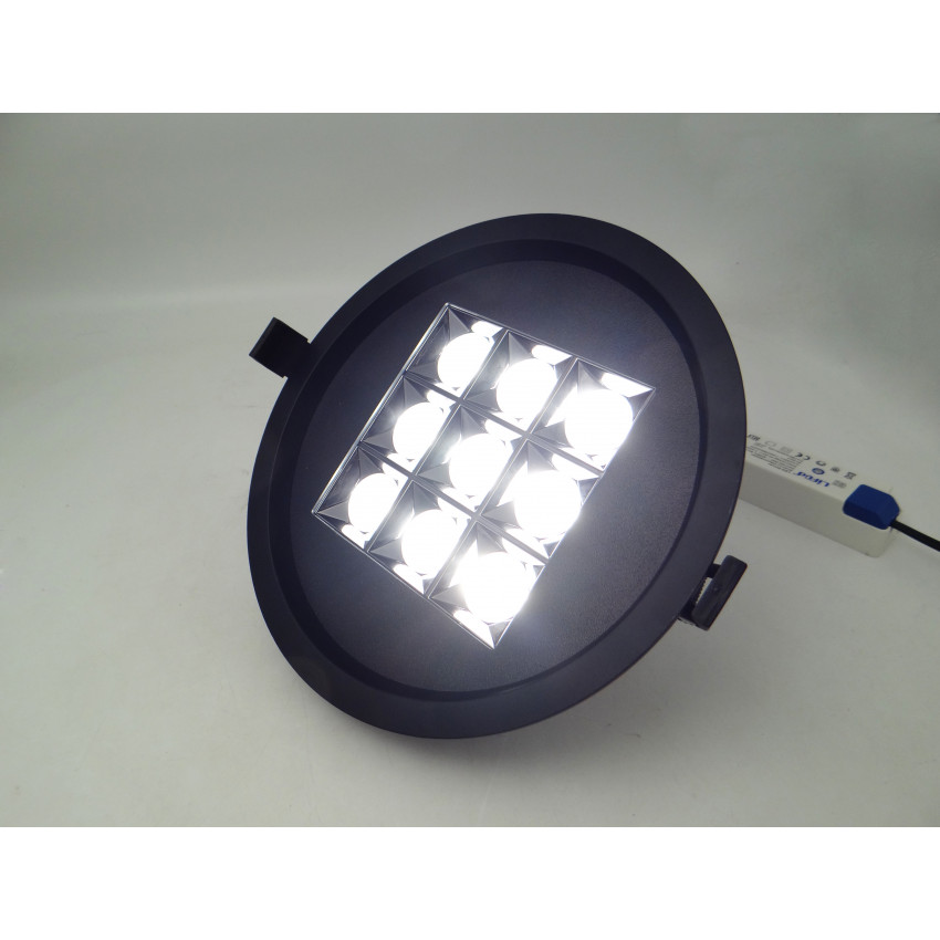 LED-Strahler Downlight Rund 30W Schwarz Schnitt Ø205mm