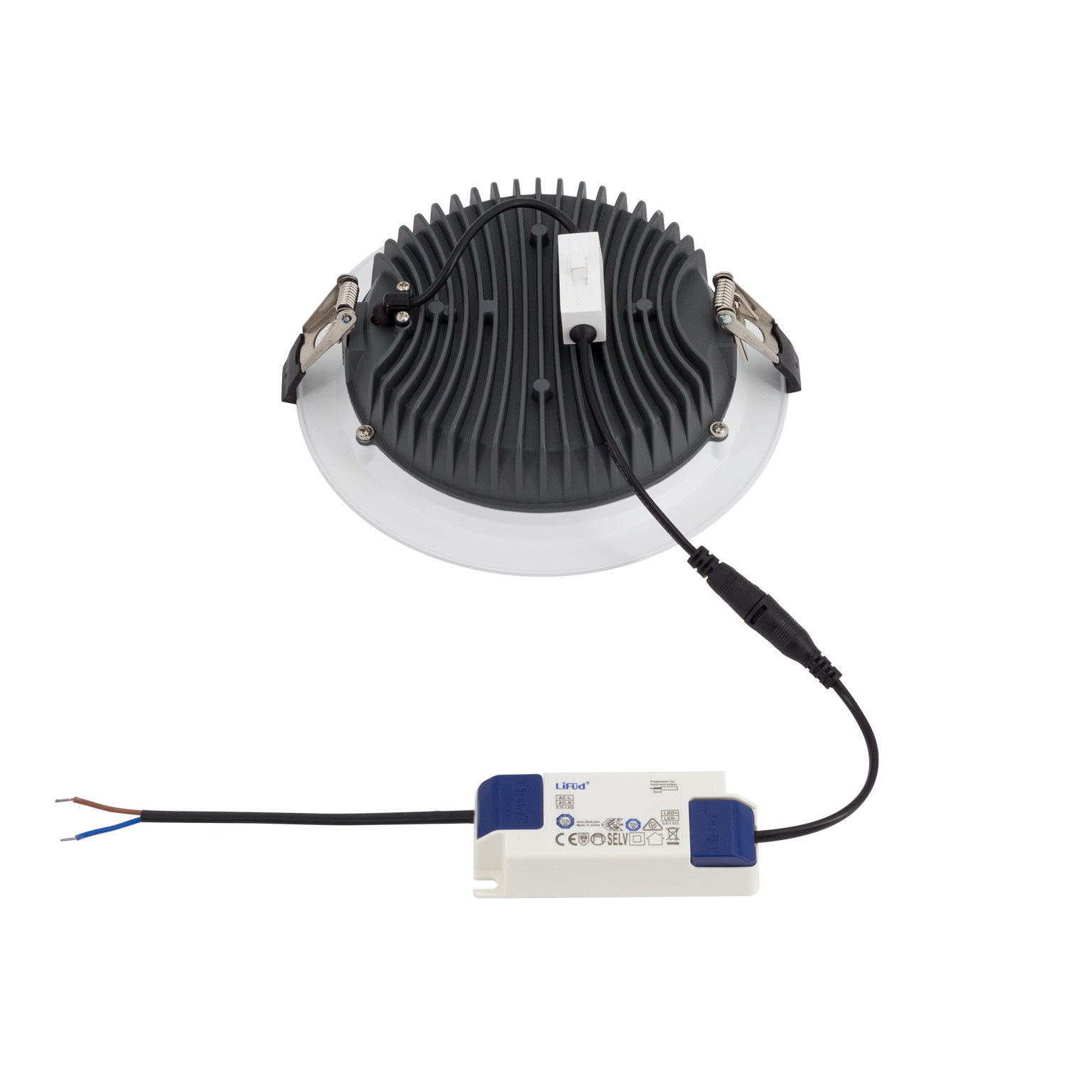 LED-Downlight Strahler Slim 130 lm/W 40W Zuschnitt Ø200mm (UGR17)