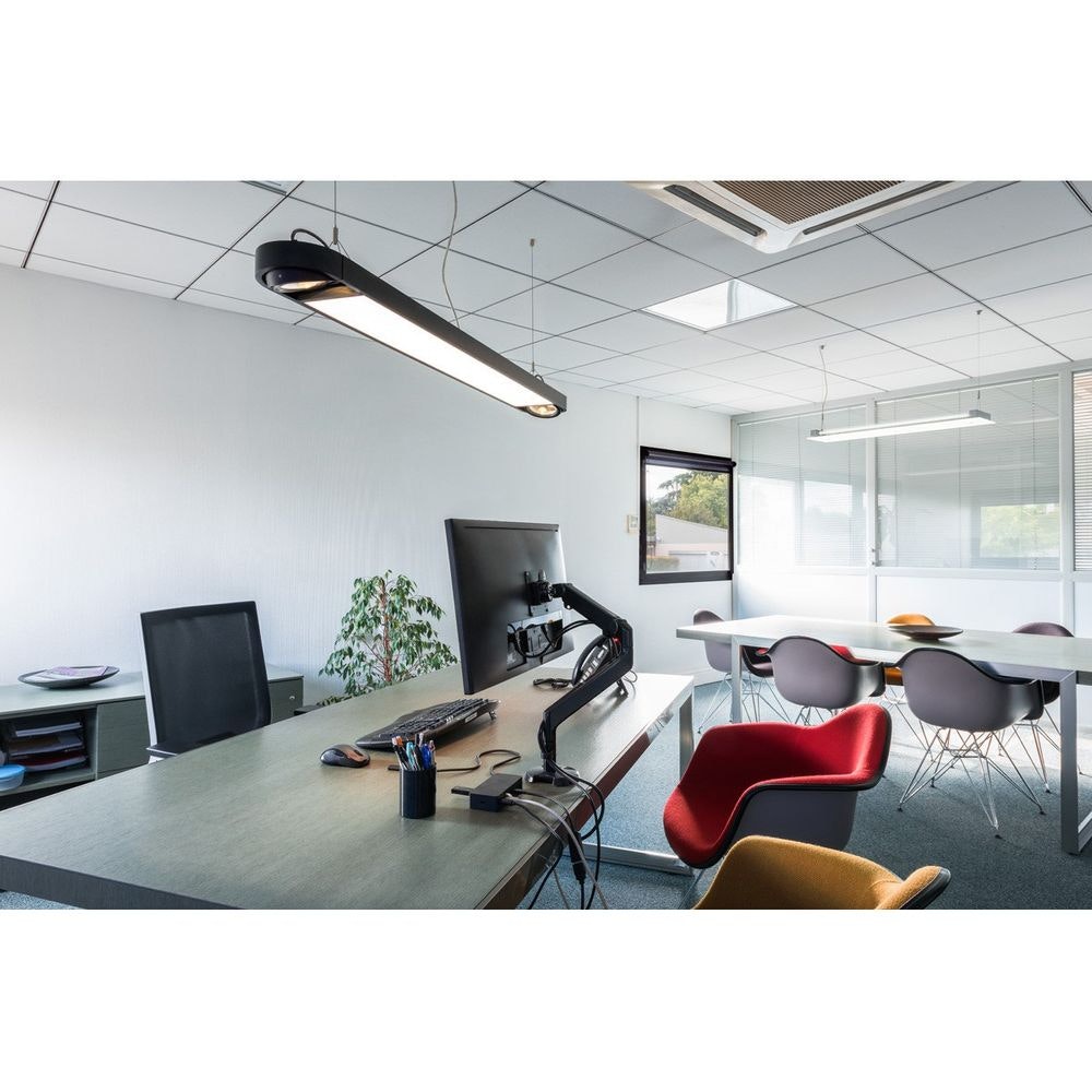 AIXLIGHT R2 OFFICE LED LONG, Pendelleuchte, Weiß, rechteckig, LED + 2xES111, max. 75W, 153cm