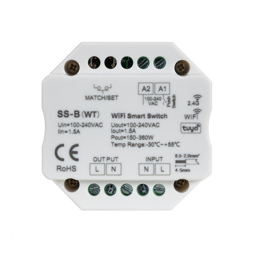 LED-Dimmer WiFi RF Kompatibel mit Schalter Weiss