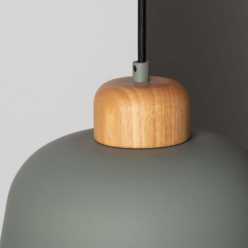 Pendelleuchte VIACHO aus Metall & Holz -SELADONFARBE