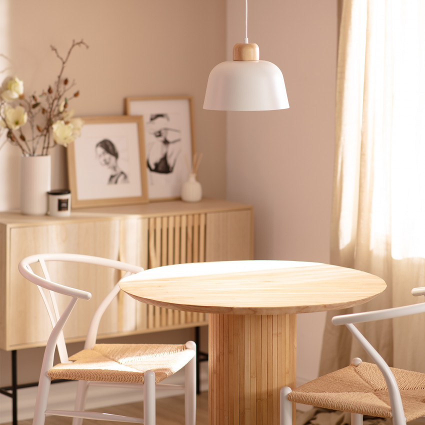 Pendelleuchte VIACHO aus Metall & Holz -Weiss