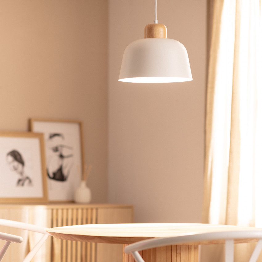 Pendelleuchte VIACHO aus Metall & Holz -Weiss