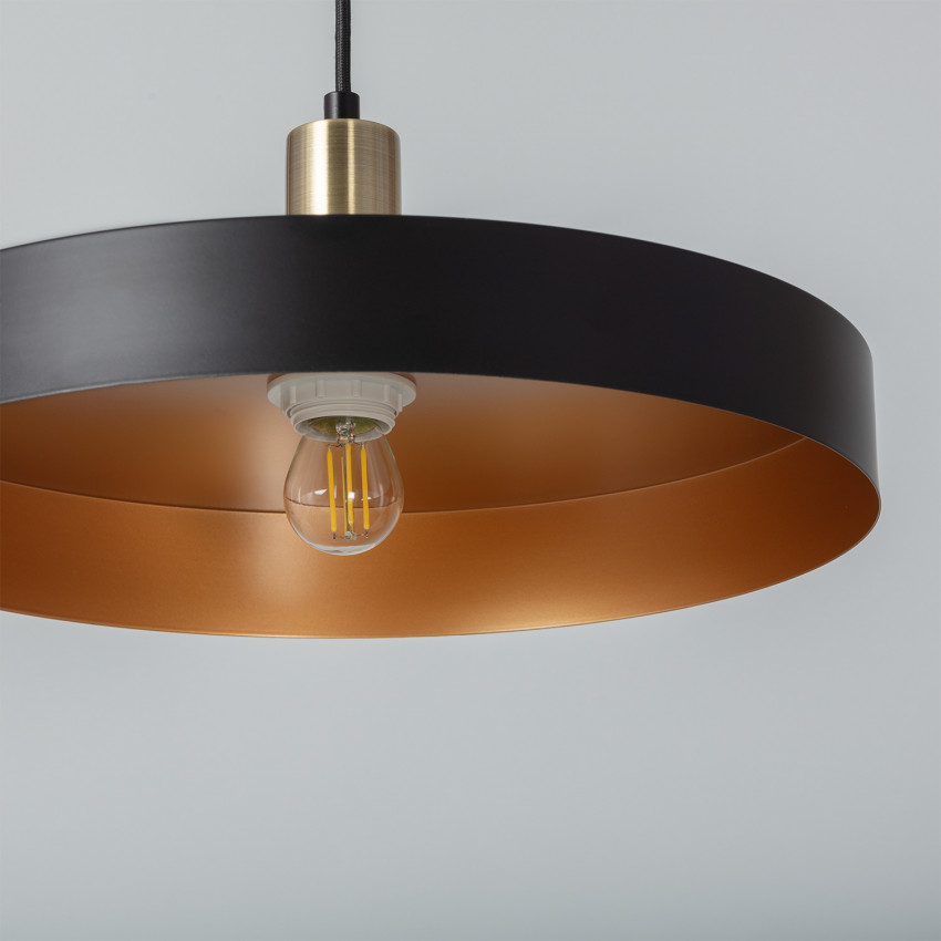 Pendelleuchte MATOLI aus schwarzem Metall, goldenes Interieur