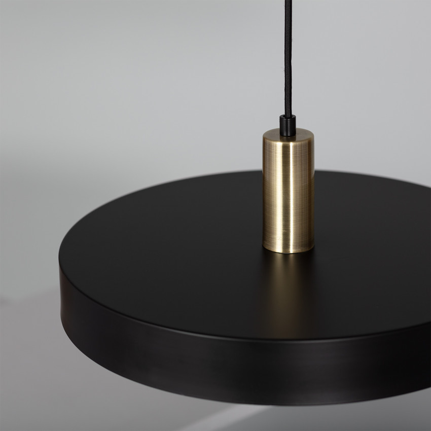 Pendelleuchte MATOLI aus schwarzem Metall, goldenes Interieur