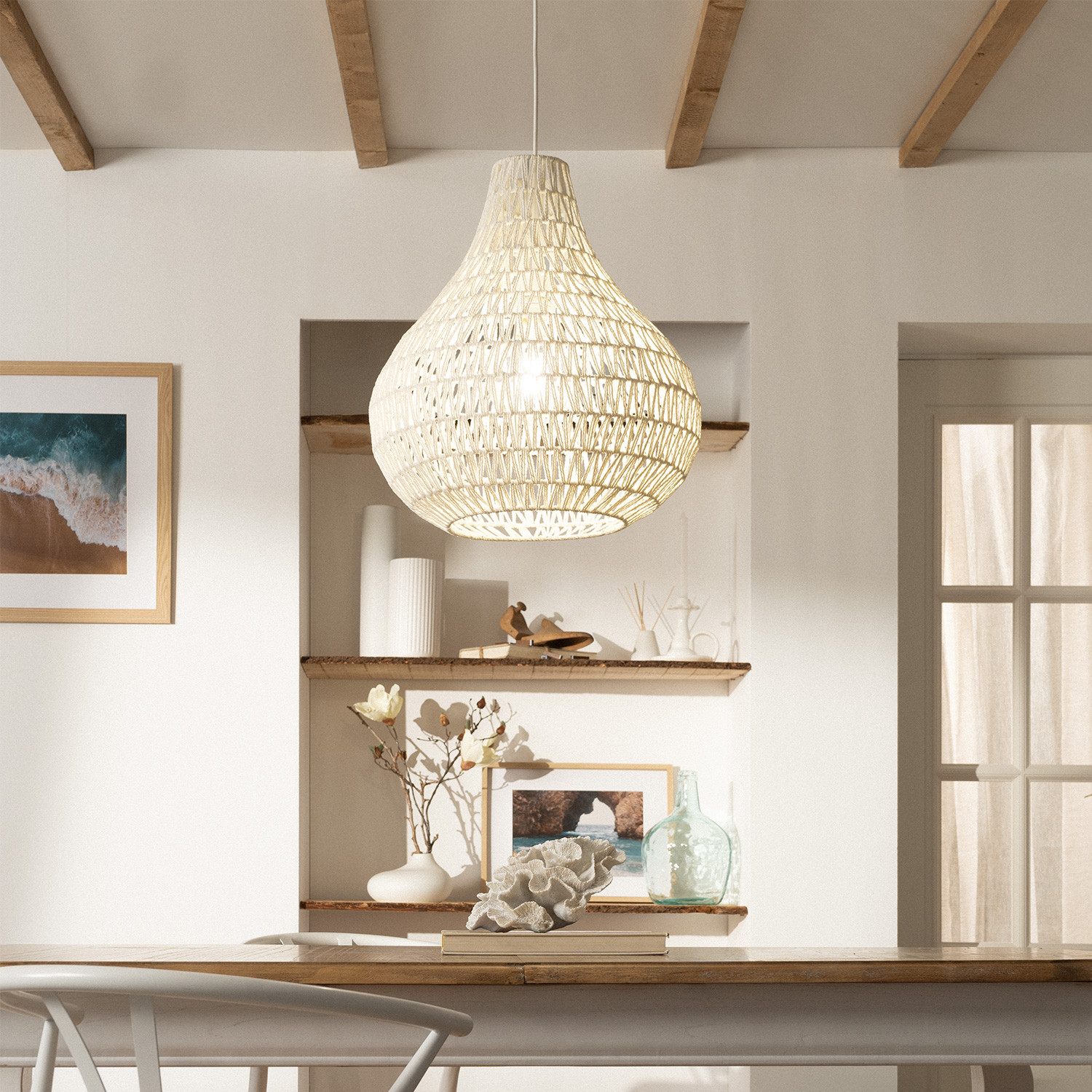 Hängeleuchte CASTELA aus Metall-seil Weiss