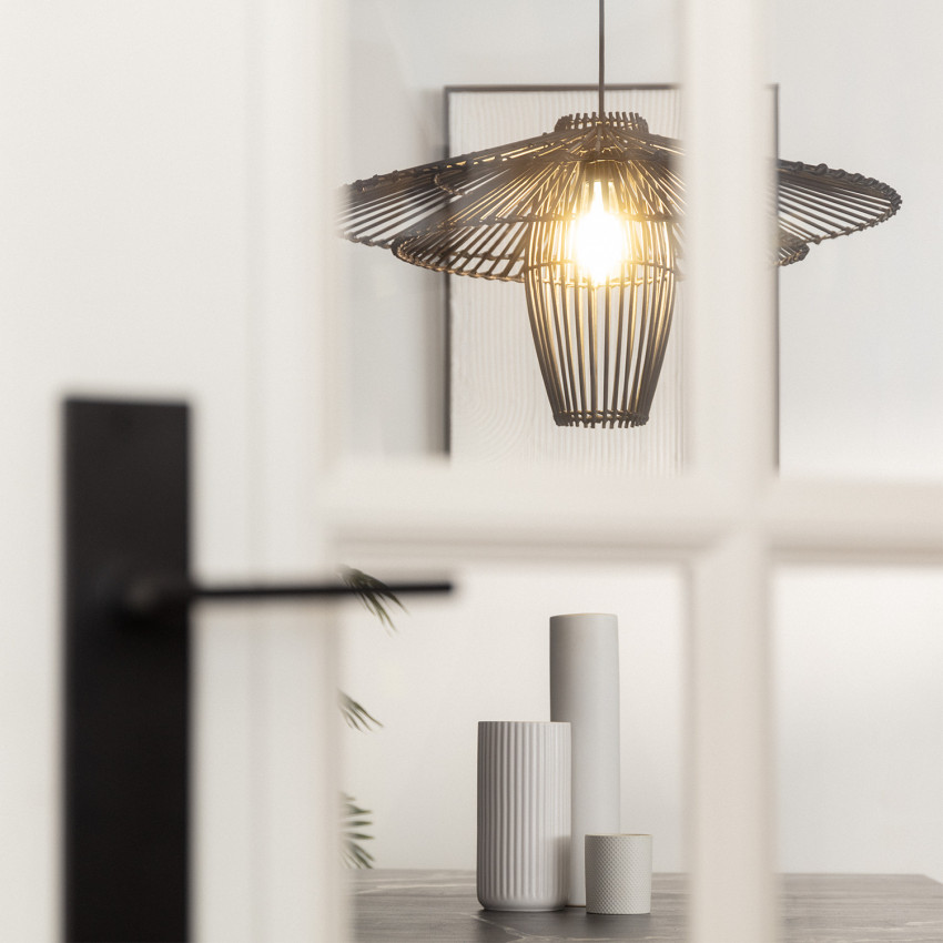 Hängeleuchte SAIL TRAPEZ aus Bambus Schwarz