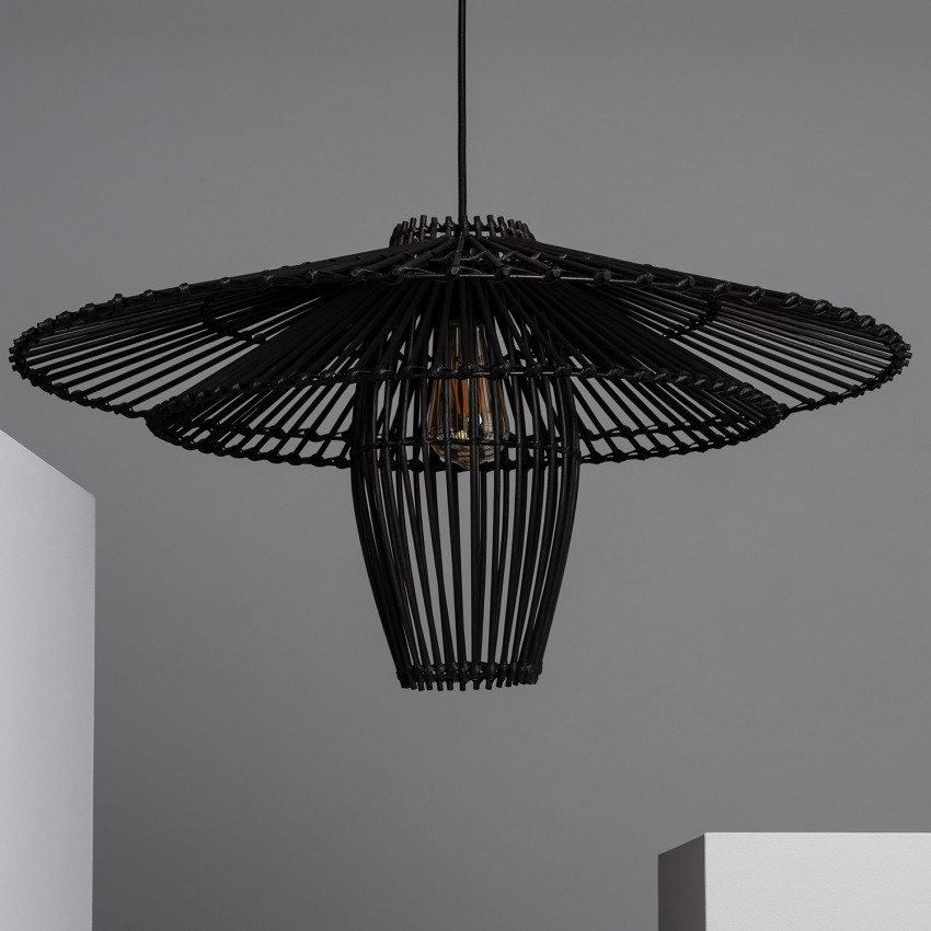 Hängeleuchte SAIL TRAPEZ aus Bambus Schwarz