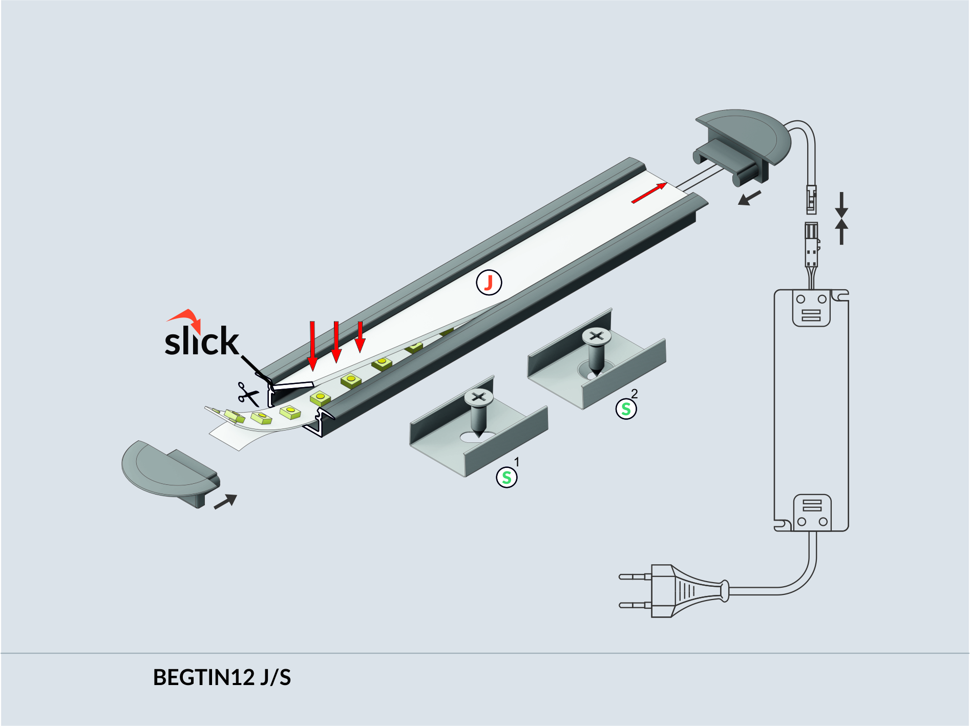 LED Alu Einbauprofil BEGTIN12 J/S 1m Alu eloxiert