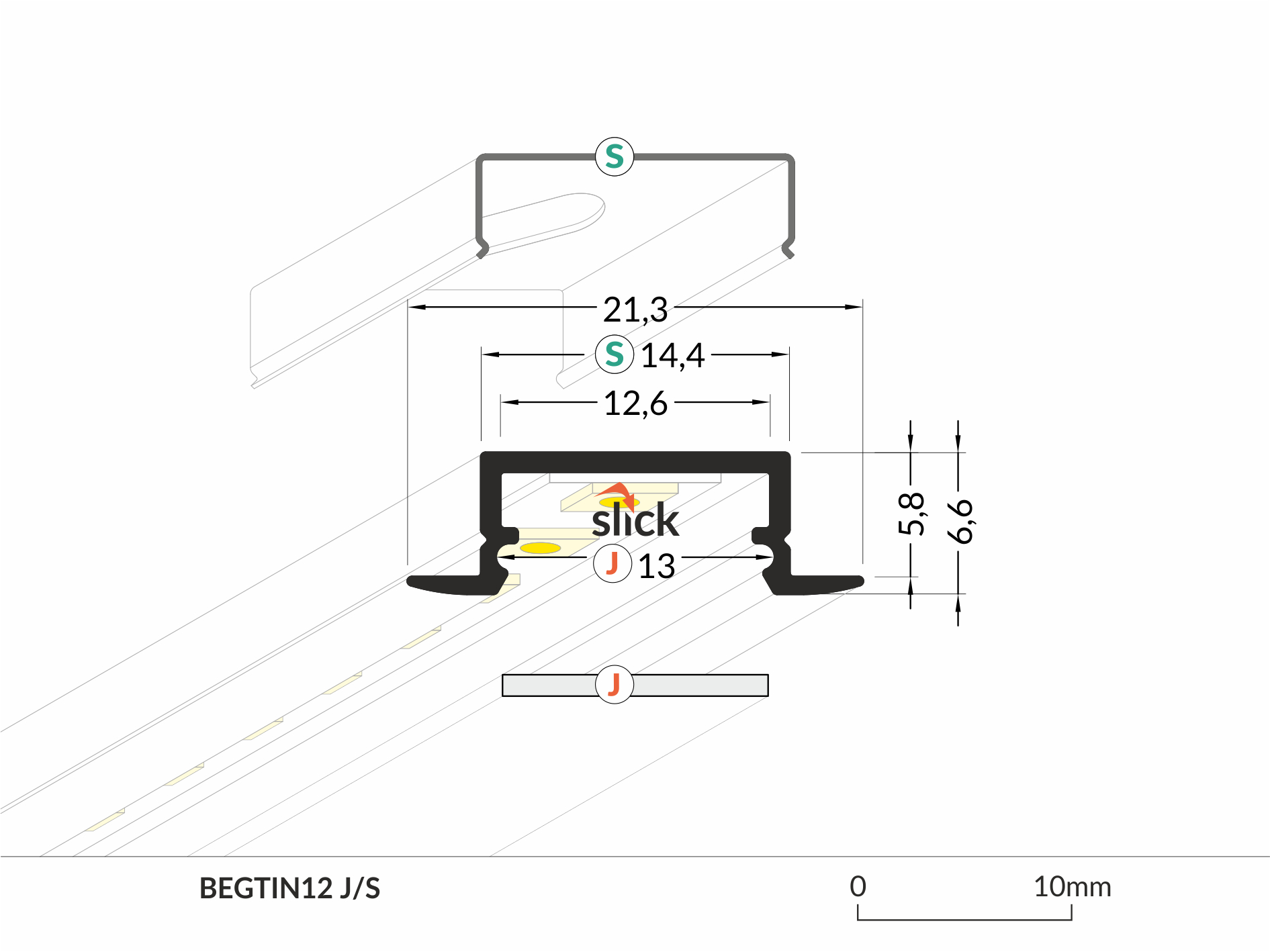 LED Alu Einbauprofil BEGTIN12 J/S 1m Alu eloxiert