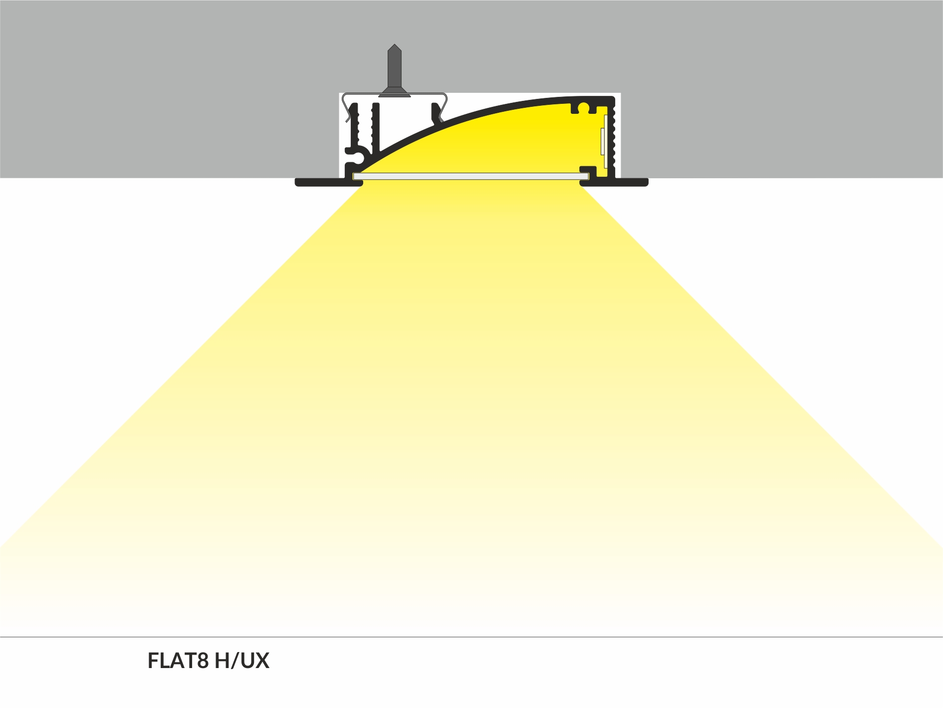 LED Alu Einbauprofil FLAT8 H/UX 2m Alu eloxiert