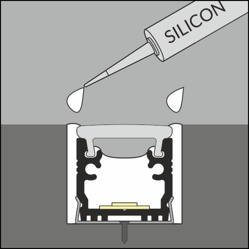 LED Alu Aufbauprofil FLOOR12 K/U 2m Alu eloxiert