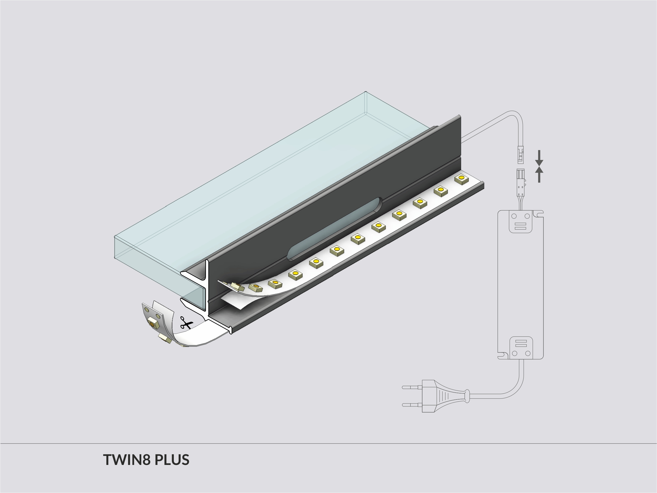 LED Profil TWIN8 2000 Alu