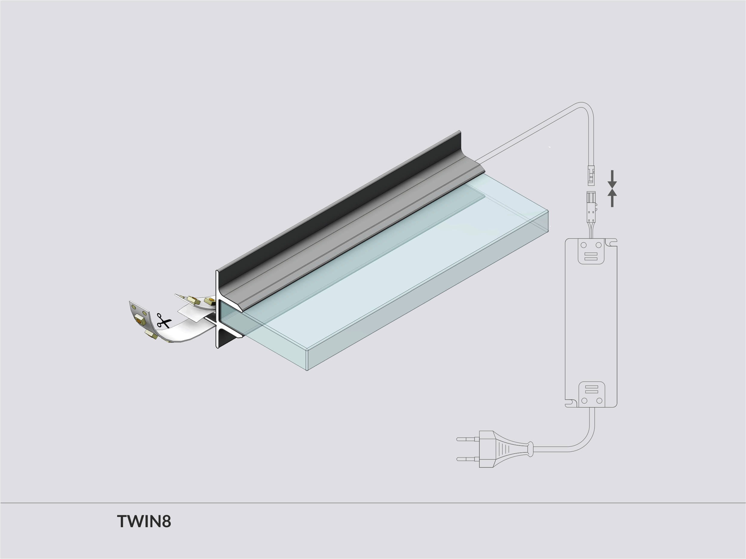 LED Profil TWIN8 2000 Alu