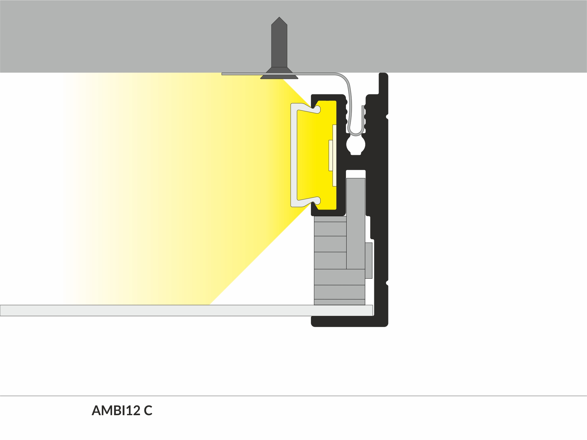 LED Profil Wandmontage AMBI12 C 1m Alu-eloxiert Weiß