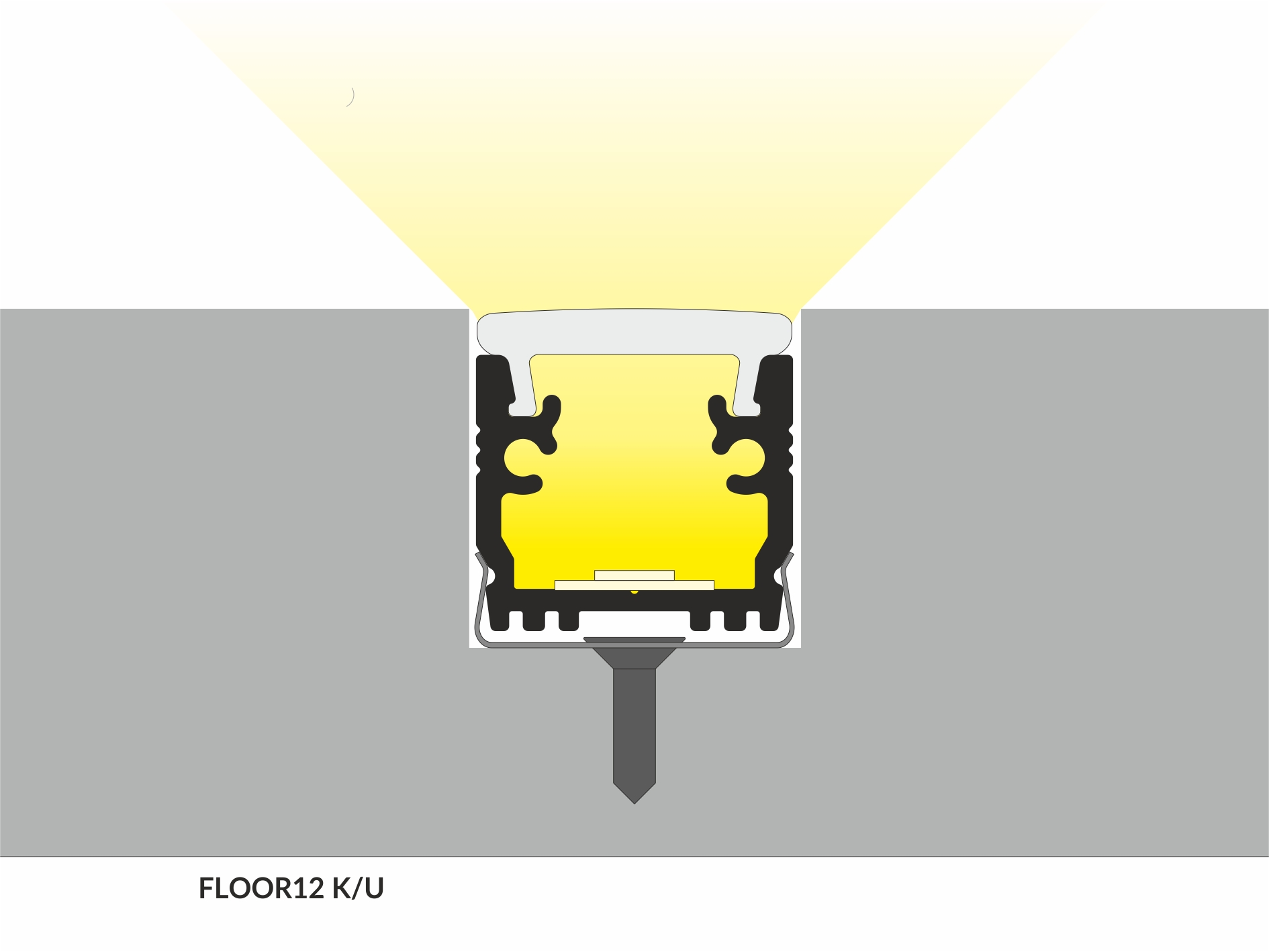 LED Alu Aufbauprofil FLOOR12 K/U 2m Alu eloxiert