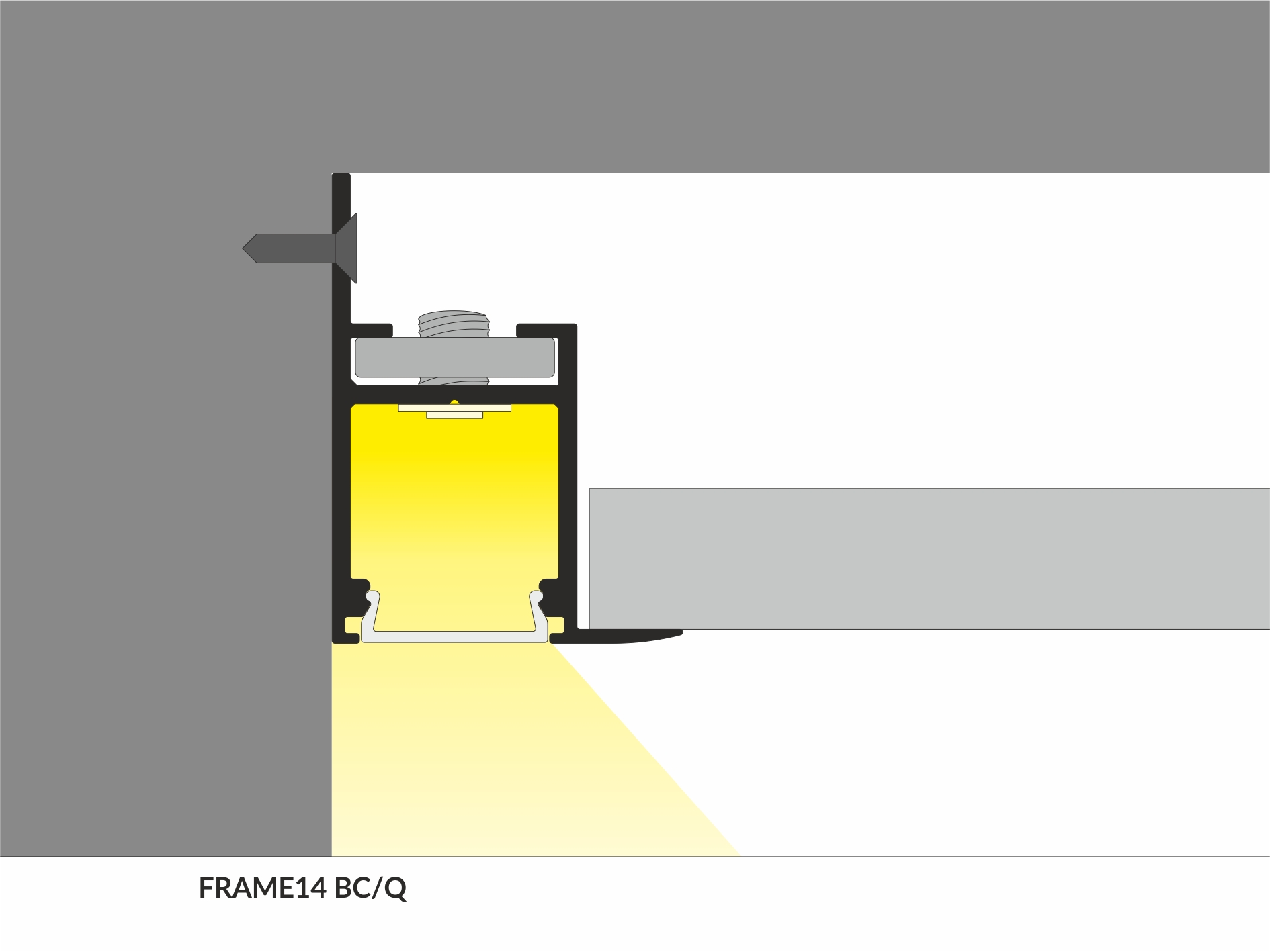 LED Profil Wandmontage FRAME14 BC/Q 2m Alu-eloxiert