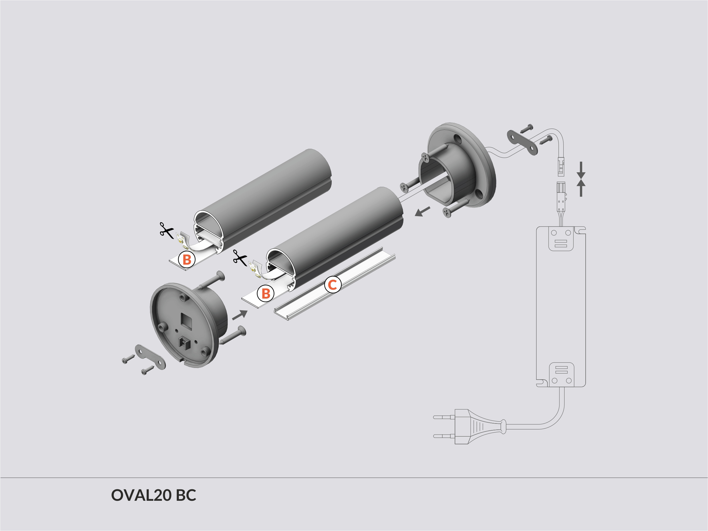 LED Profil OVAL20 BC 1000 Alu eloxiert