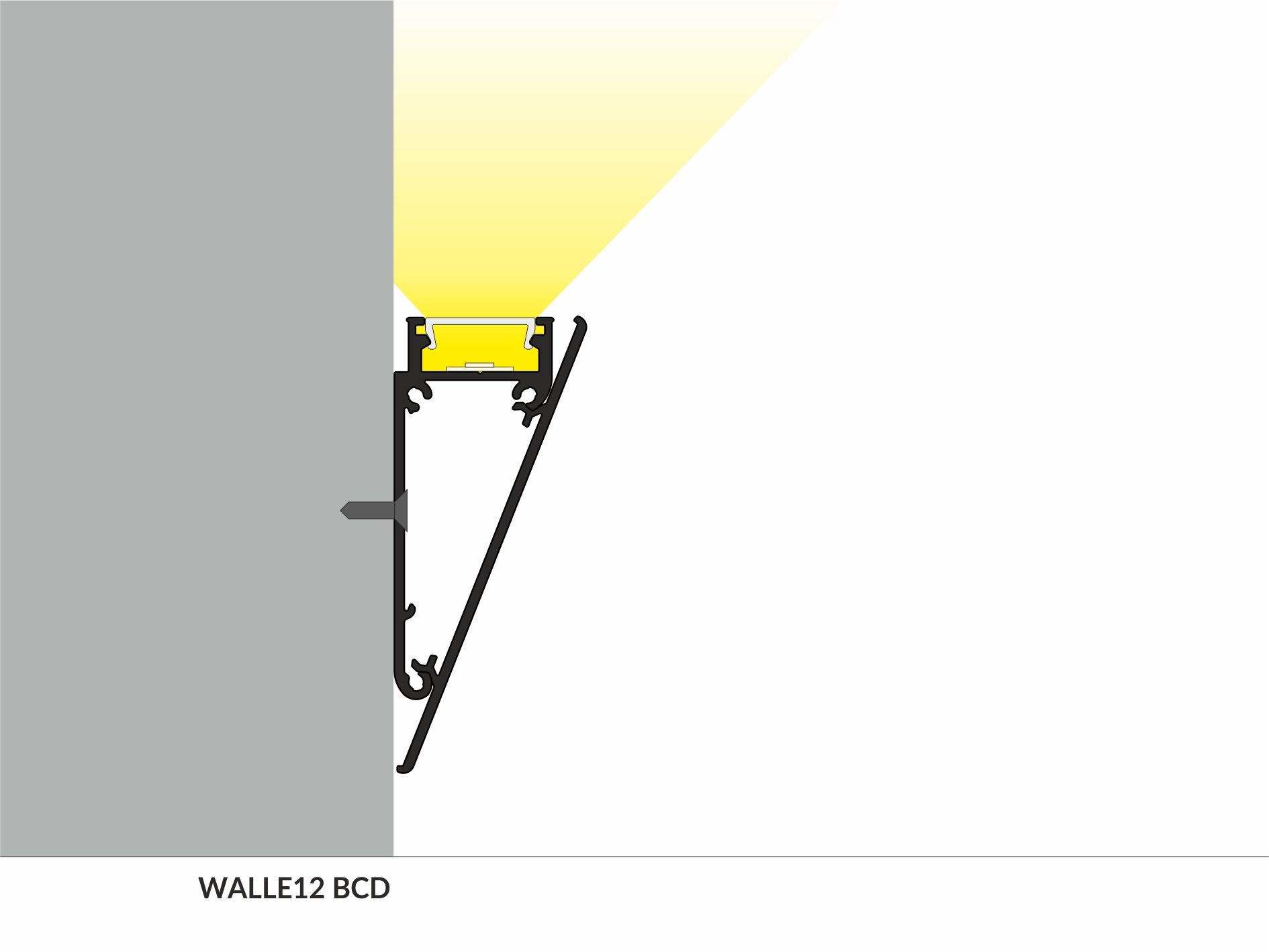 LED Wandprofil WALLE12 BCD 2m Alu-eloxiert Weiß